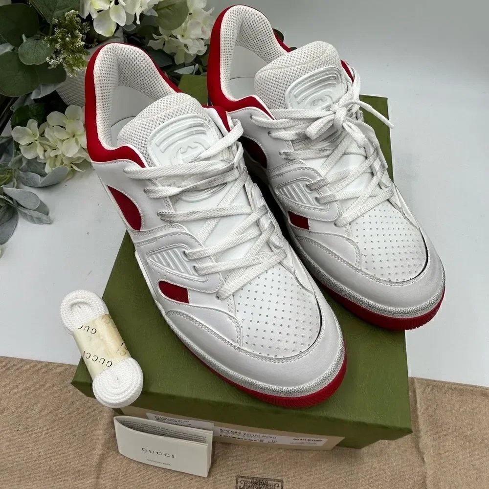 Men’s Gucci leather basket sneakers size 10 made in Italy